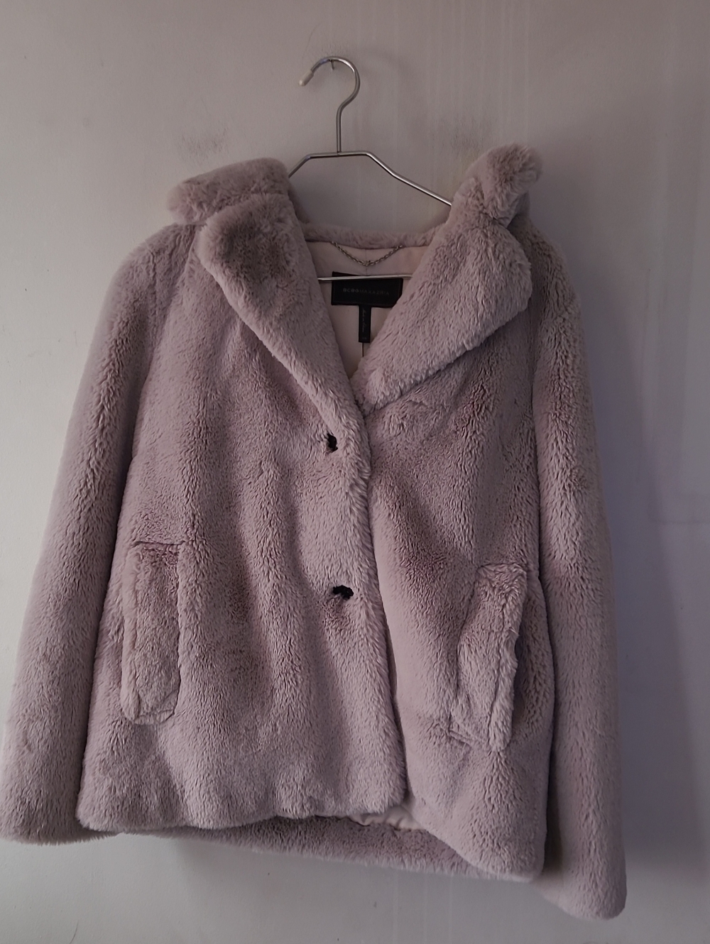 BCBGMaxAzria Plush Faux Fur Hooded Jacket - Light Lavender